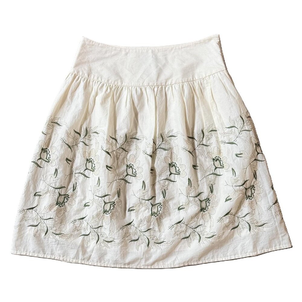 Anthropologie Tabitha Floral Embroidered Twirl Skirt Women's 6 Cottagecore Boho